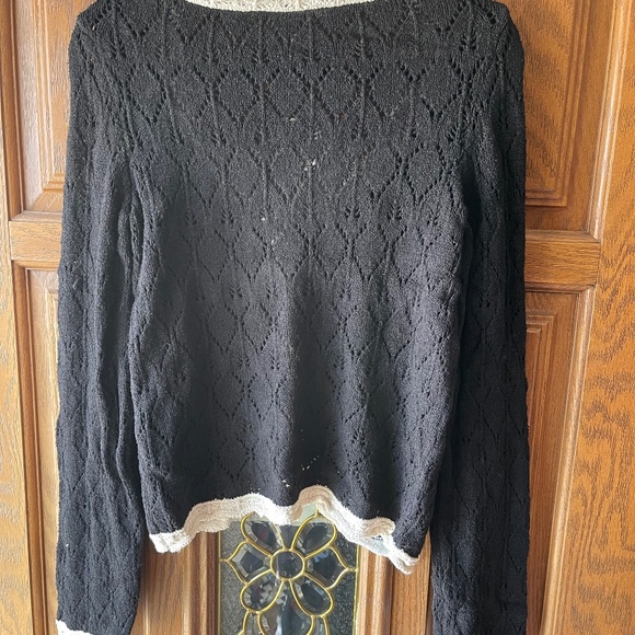 Free People Adelene Cardigan, Black Cream Combo, Large, NWT - Picture 5 of 6
